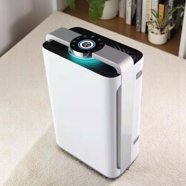 Sleek white air purifier for modern home environments and allergy relief