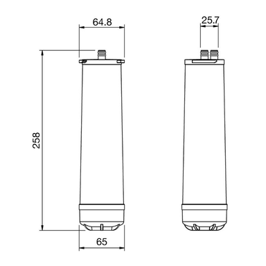 Technical drawing of a clearwater filter replacement with dimensions 