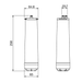 Technical drawing of a clearwater filter replacement with dimensions 