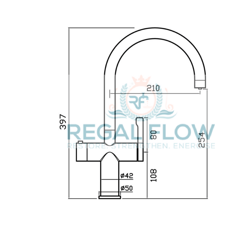 Clearwater Magus 3 brushed-brass C-spout measurements