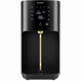 A black Ecosoft water dispenser with a glossy finish, featuring a digital control panel on the front, a gold-colored spout, and a white background.