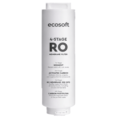 Ecosoft 4-stage RO membrane filter on a white background