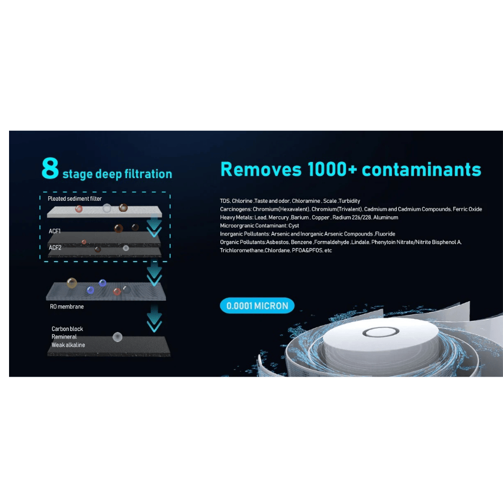 frizzlife ro system contaminants removal list