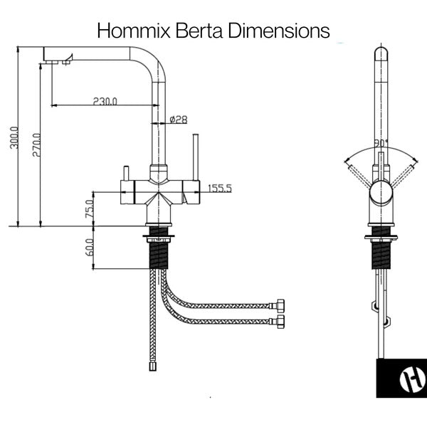 Hommix Berta Chrome 3 Way Triflow Filter Tap