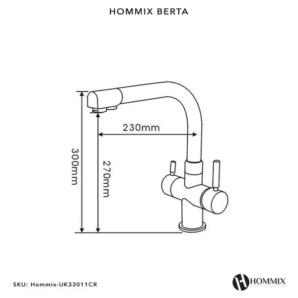 Hommix Berta Chrome 3 Way Triflow Filter Tap