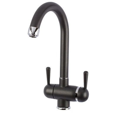 A black 3 way triflow filter tap front view