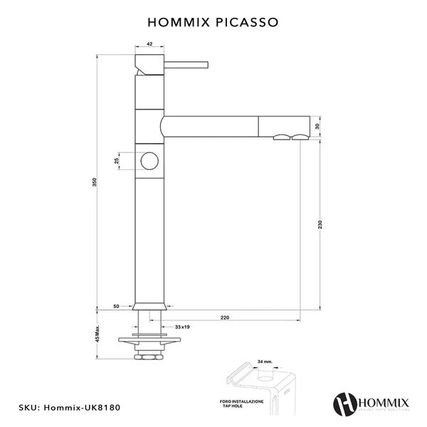 Hommix Picasso Chrome 3-Way Triflow Filter Tap