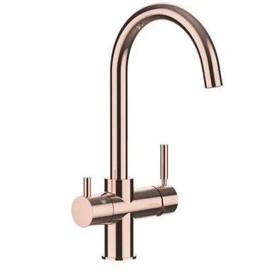 Guglielmi rose-gold 3-way mixer tap with dual handle design