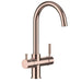 Guglielmi rose-gold 3-way mixer tap with dual handle design