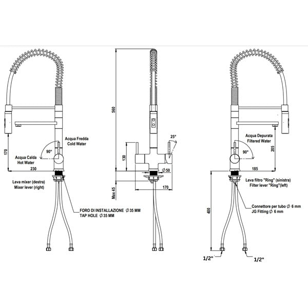 Chrome Purify Kitchen Faucet Dual Swivel Spout Three Way Kitchen Sink Mixer Tap Dual Water Outlet Drinking Water Faucet - B / Chrome - View #6