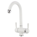 Hommie White kitchen triflo faucet with curved design on a white background