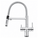 Chrome kitchen faucet with flexible spring magnet hose on a white background