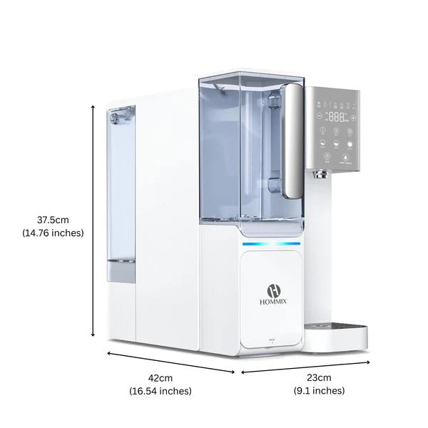 a countertop dispenser with measurements