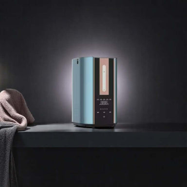 Compact Hydrogen Inhaler unit on wooden table with modern design