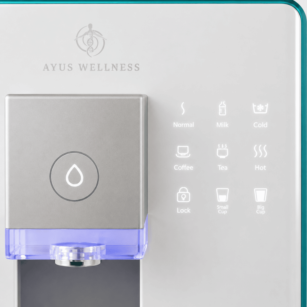 Close up digital display of a countertop water purifier