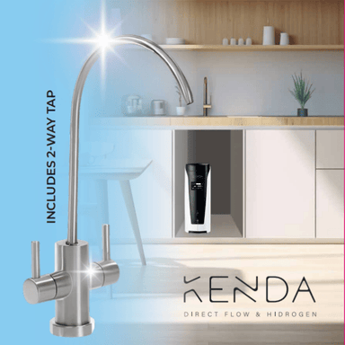 Modern kitchen faucet with Kenda branding reverse osmosis hydrogen water purifier and a two way filter 