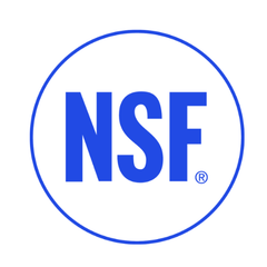 NSF logo with blue letters and circle on a white background