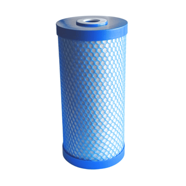 a blue whole house filter repalcement on a white background