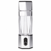 A silver hydrogen water bottle with a clear jar on a white background