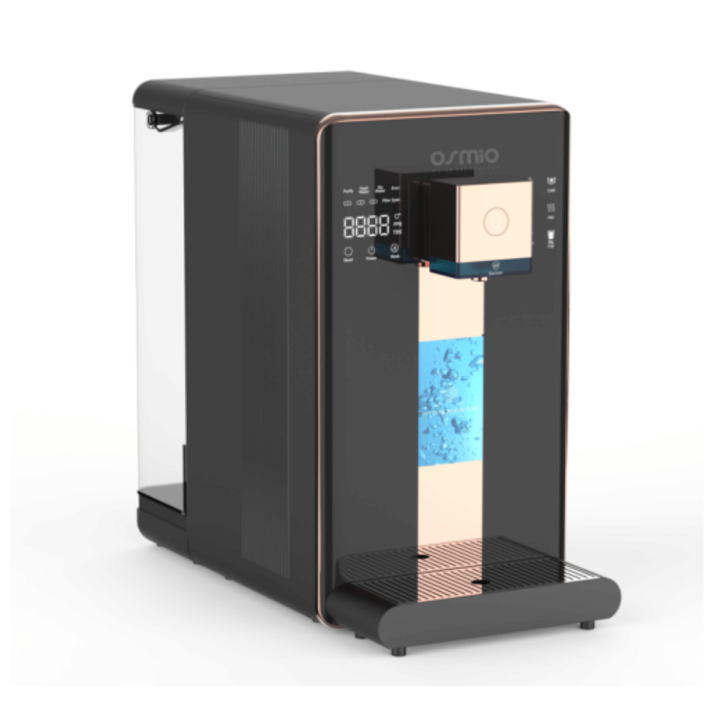 Black Hydorgen Reverse Osmosis System with osmio branding on a white background