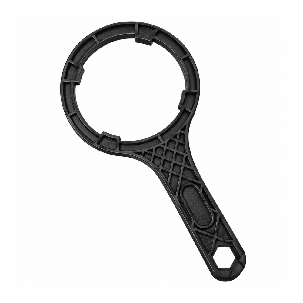 A black plastic circular spanner tool with a textured handle, shown on a plain white background.