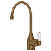 Perrin and Rowe Bronze mini boiling tap with a white handle on a white background
