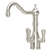 Perring and Rowe three way tap in Pewter with three handles on a white background