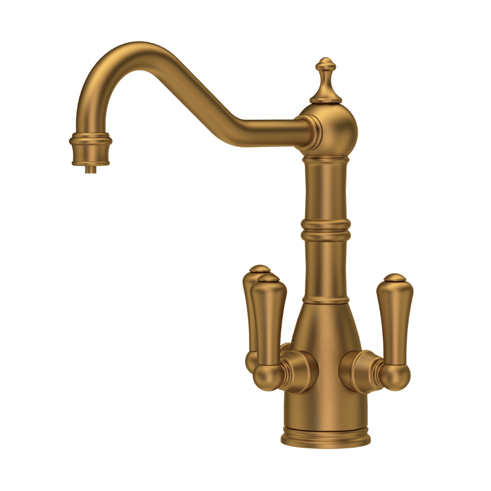 Perring and Rowe filter tap aged brass on white background
