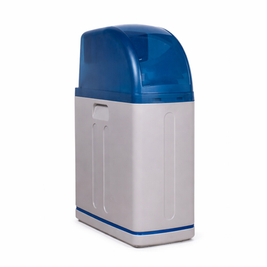 Home water softener in blue and grey