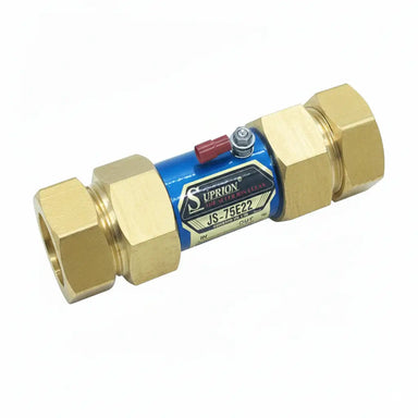 Suprion JS-75E22 Super Ion Clean brass water conditioner with blue housing and compression fittings