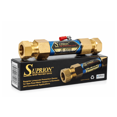 Suprion home water treatment device with packaging on a white background