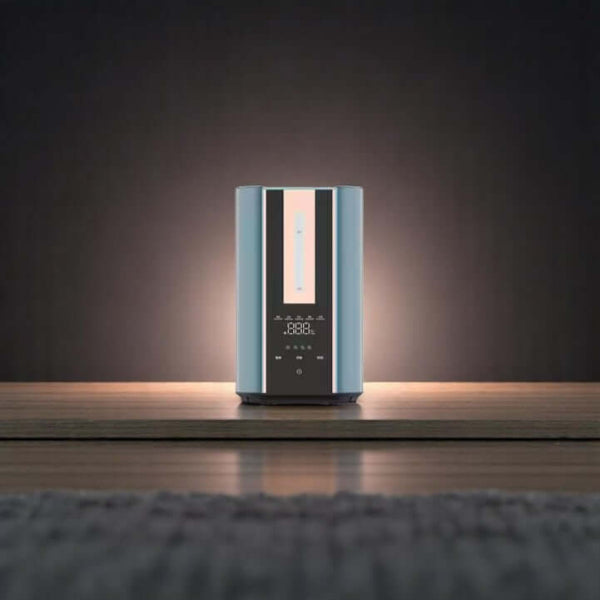 Hydrogen Inhaler device with LED display and touch controls on table