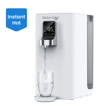Waterdrop k19 dispensing hot water into glass