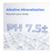 alkaline mineralisation with pH 7.5± text on a white background