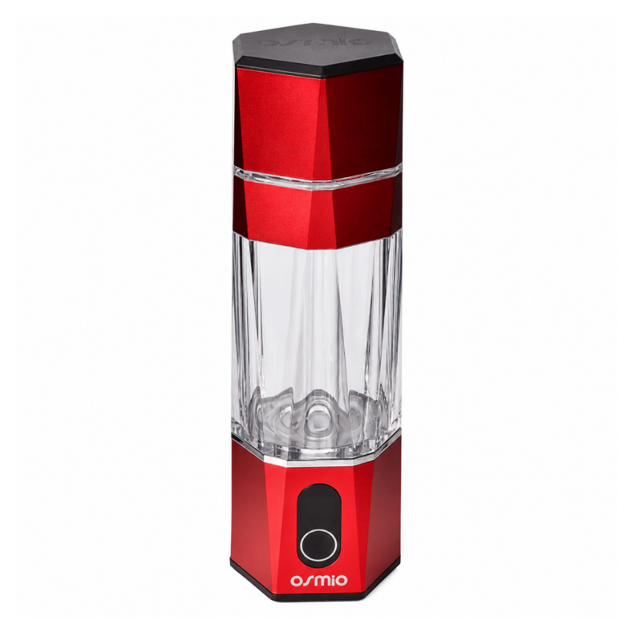 Red and clear Hydrogen Water Bottle on a white background
